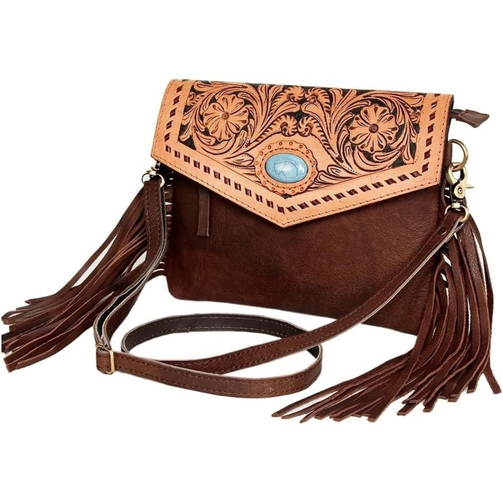 American Darling Envelope Hand Tooled Genuine Leather Women Bag Western Handbag